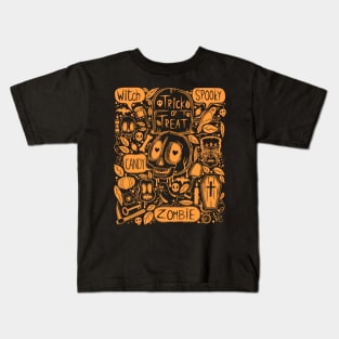 Halloween Doodle Orange Kids T-Shirt